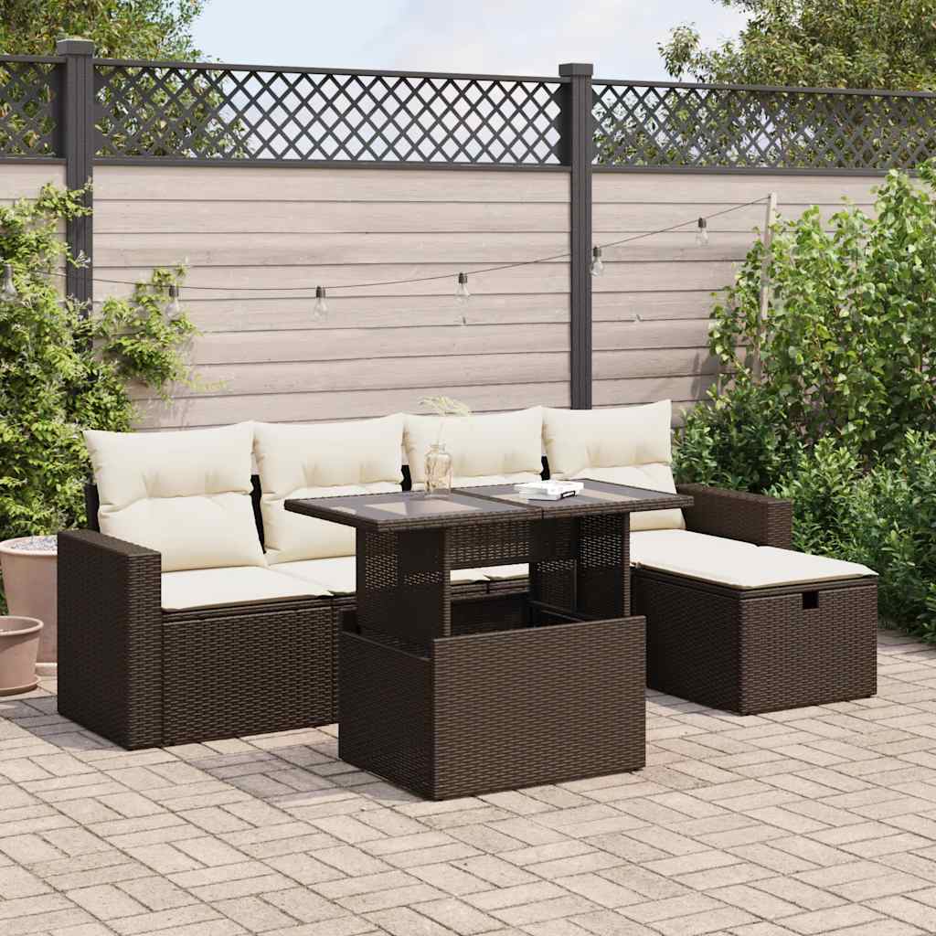 Set Mobilier De Grădină Cu Perne, 6 Piese, Negru, Poliratan