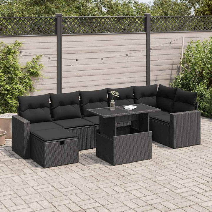 Set Mobilier De Grădină Cu Perne, 8 Piese, , Poliratan
