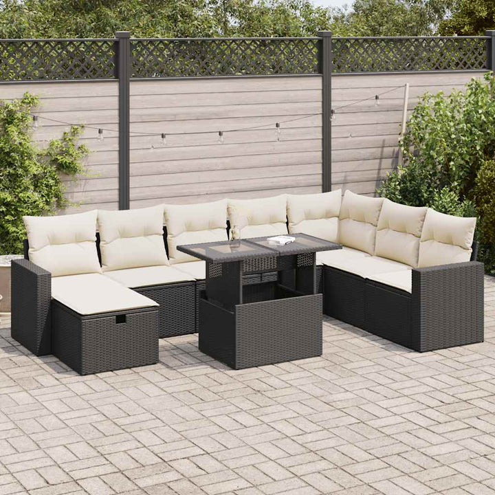 Set Mobilier De Grădină Cu Perne, 9 Piese, , Poliratan