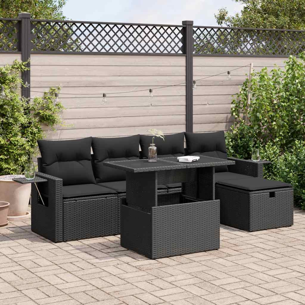 Set Canapele De Grădină Cu Perne, 6 Piese, Bej, Poliratan