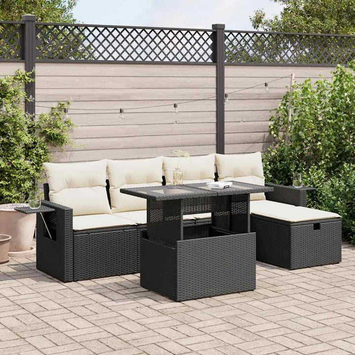 Set Canapele De Grădină Cu Perne, 6 Piese, Bej, Poliratan
