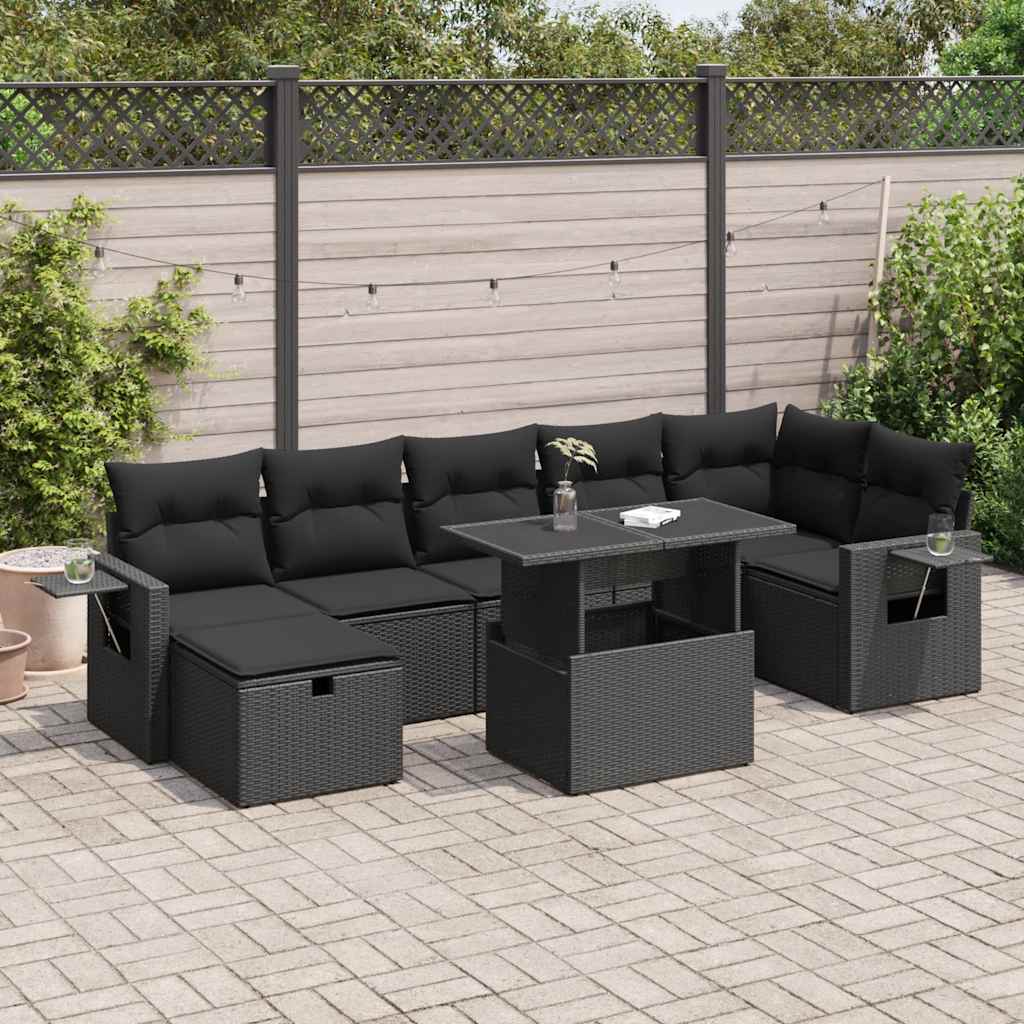 Set Canapele De Grădină, 8 Piese, Cu Perne, Bej, Poliratan