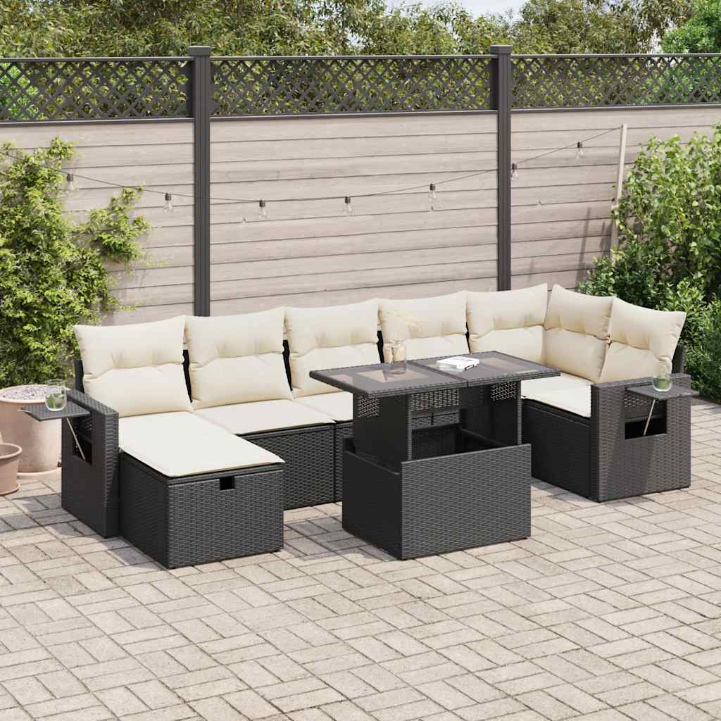 Set Canapele De Grădină, 8 Piese, Cu Perne, Bej, Poliratan