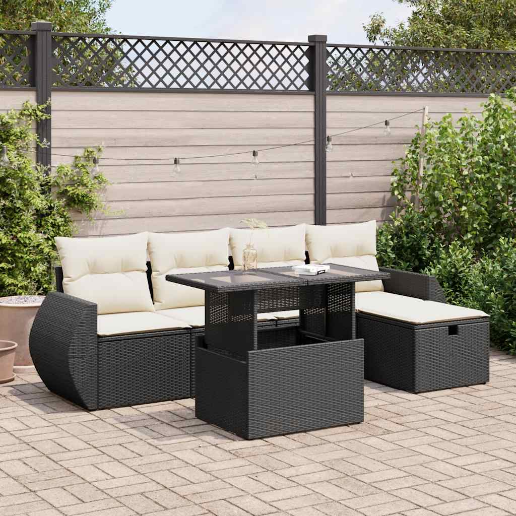 Set Mobilier De Grădină Cu Perne, 6 Piese, , Poliratan
