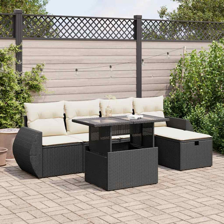 Set Mobilier De Grădină Cu Perne, 6 Piese, , Poliratan