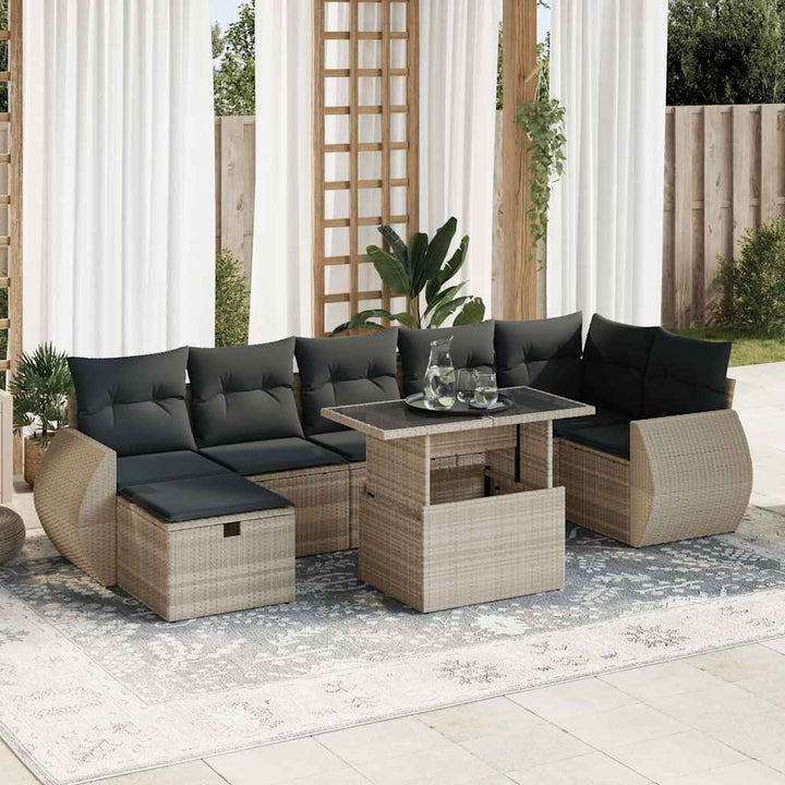 Set Mobilier De Grădină Cu Perne, 8 Piese, Negru, Poliratan