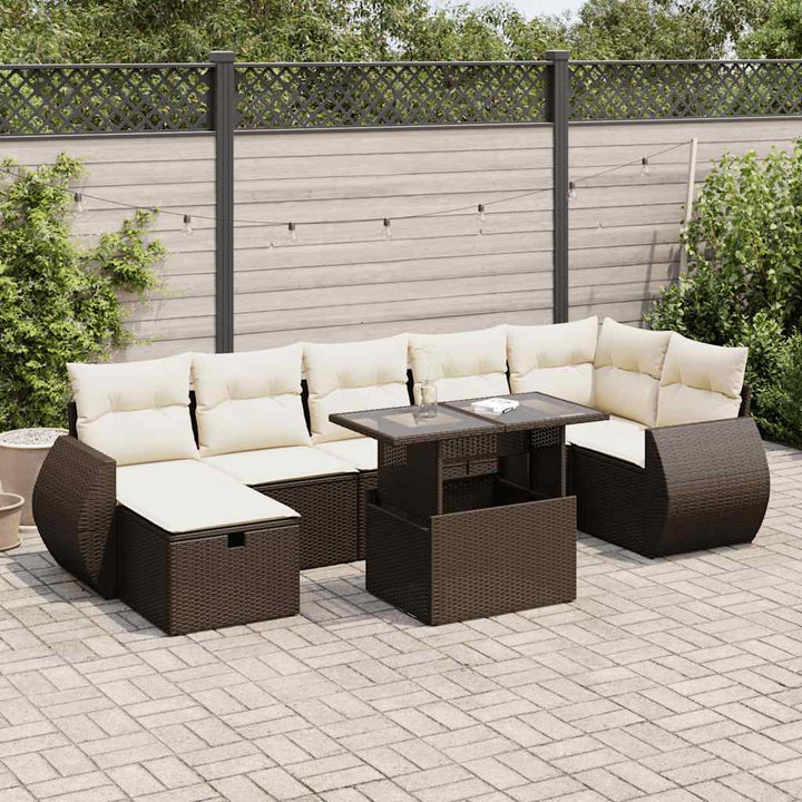Set Mobilier De Grădină Cu Perne, 8 Piese, Negru, Poliratan