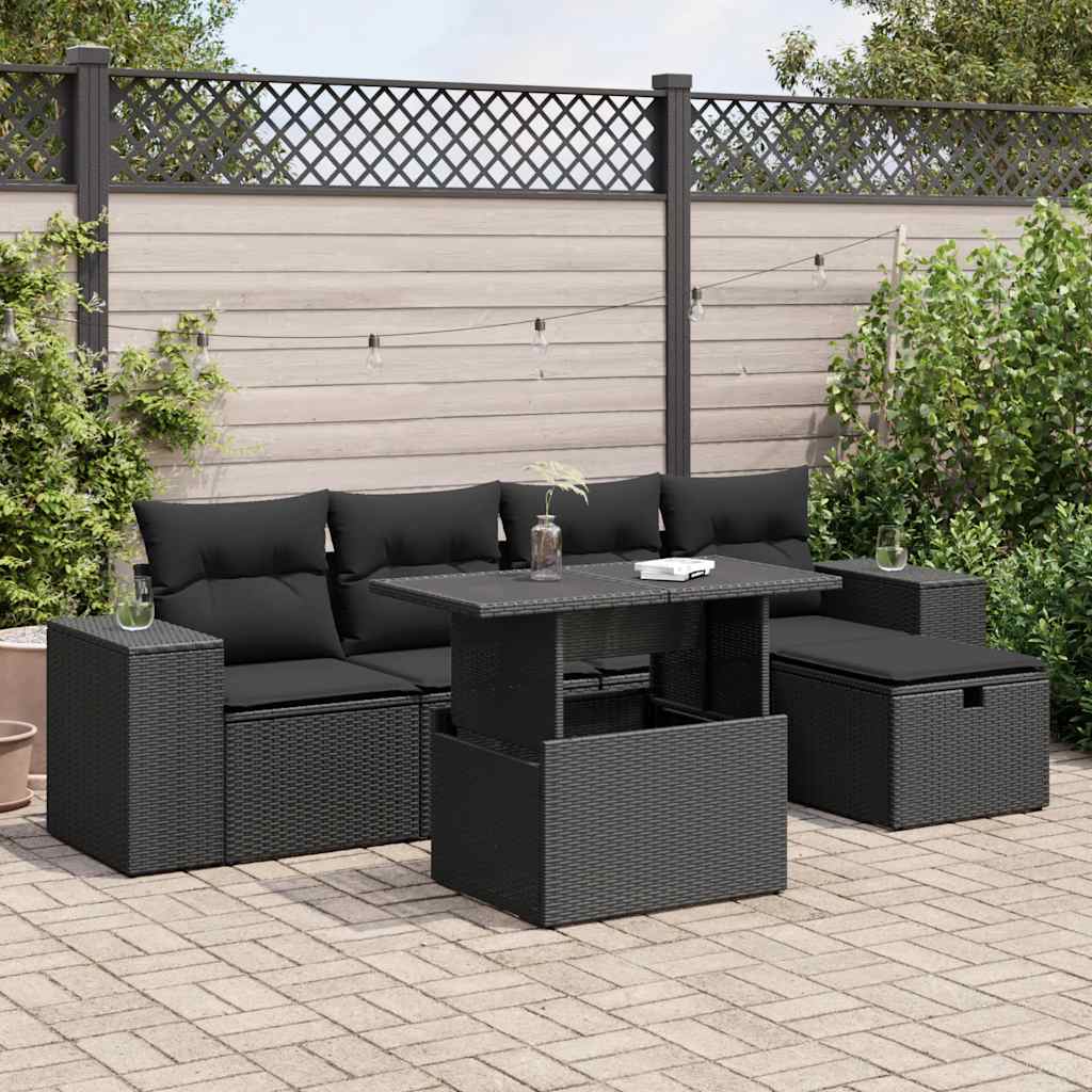 Set Canapele De Grădină Cu Perne, 6 Piese, Bej, Poliratan