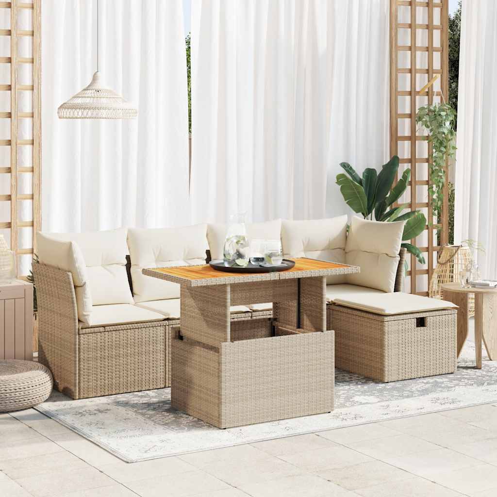 Set Mobilier De Grădină Cu Perne, 6 Piese, , Poliratan