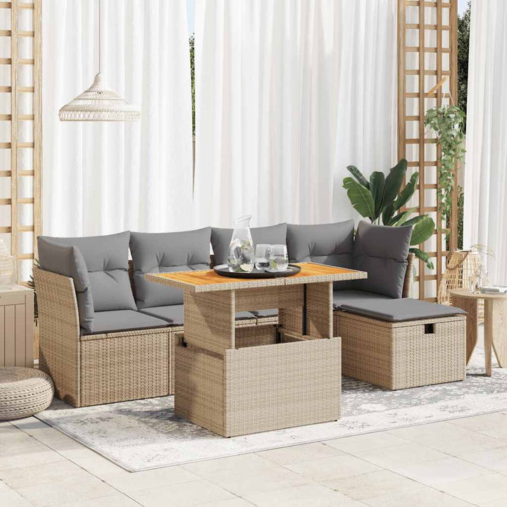 Set Mobilier De Grădină Cu Perne, 6 Piese, , Poliratan