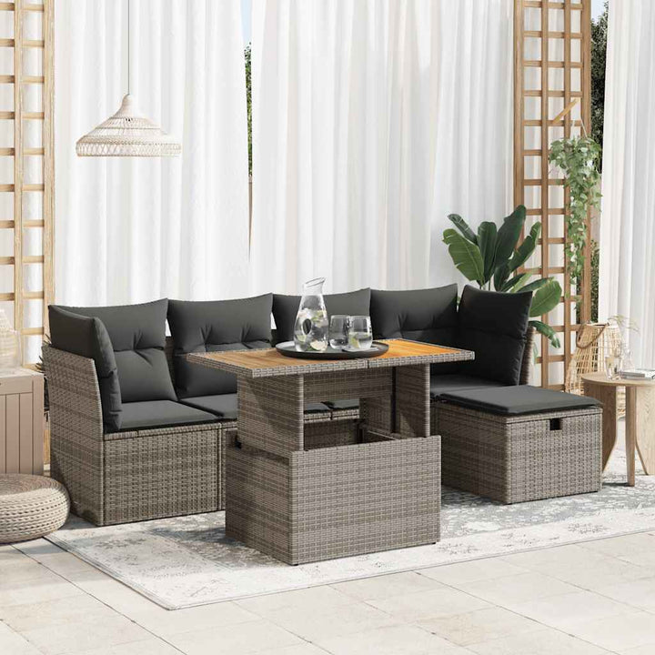 Set Mobilier De Grădină Cu Perne, 6 Piese, , Poliratan