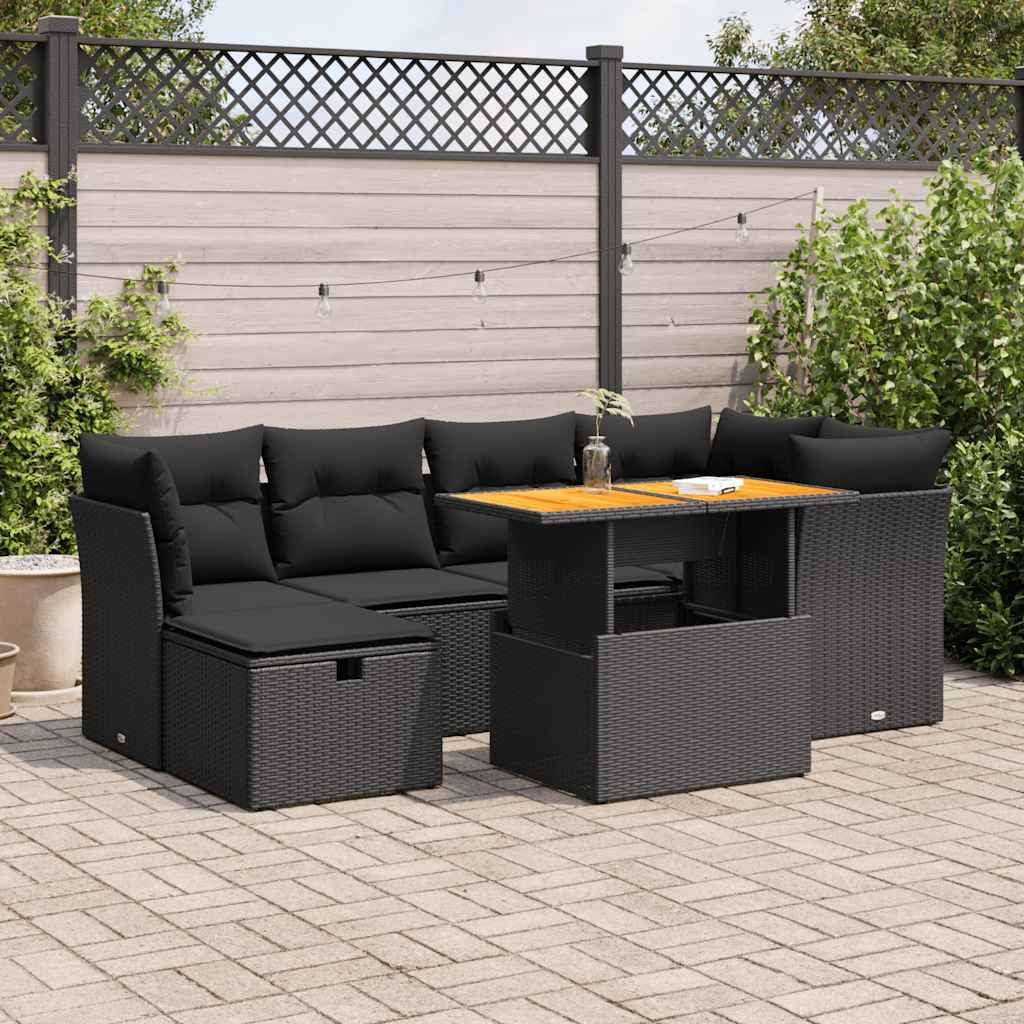 Set Canapele De Grădină Cu Perne, 7 Piese, , Poliratan