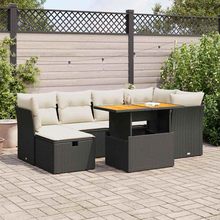 Set Canapele De Grădină Cu Perne, 7 Piese, , Poliratan