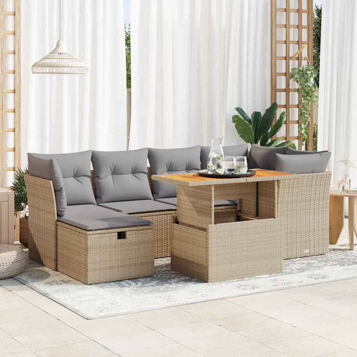Set Canapele De Grădină Cu Perne, 7 Piese, , Poliratan