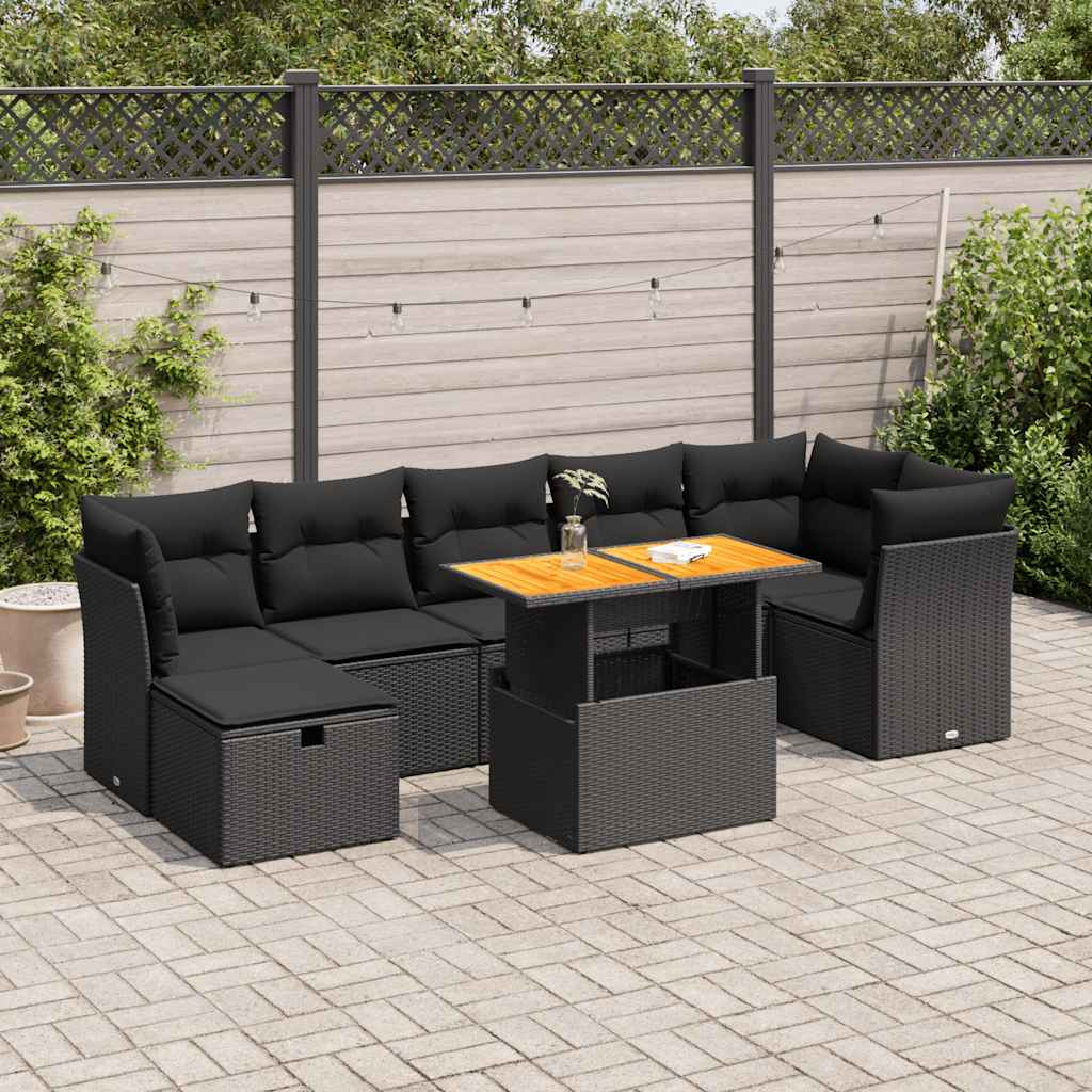 Set Canapele De Grădină Cu Perne, 8 Piese, Gri, Poliratan