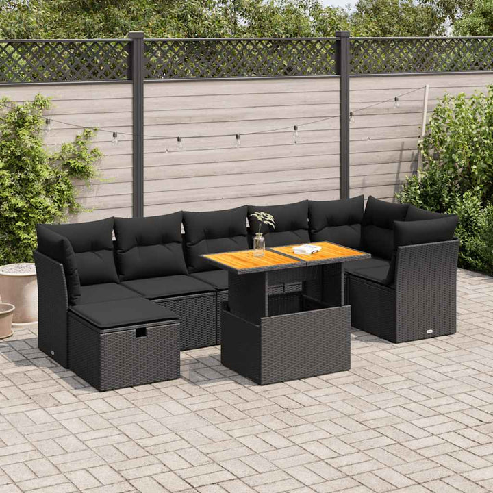 Set Canapele De Grădină Cu Perne, 8 Piese, Gri, Poliratan