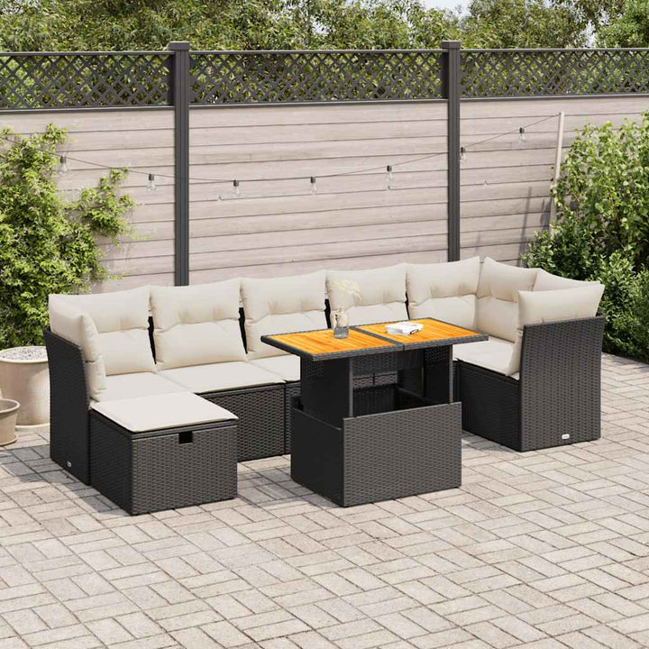 Set Canapele De Grădină Cu Perne, 8 Piese, Gri, Poliratan
