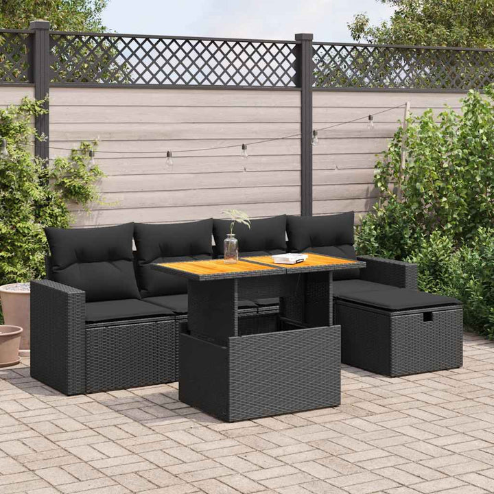 Set Mobilier Grădină Cu Perne, 6 Piese, , Poliratan
