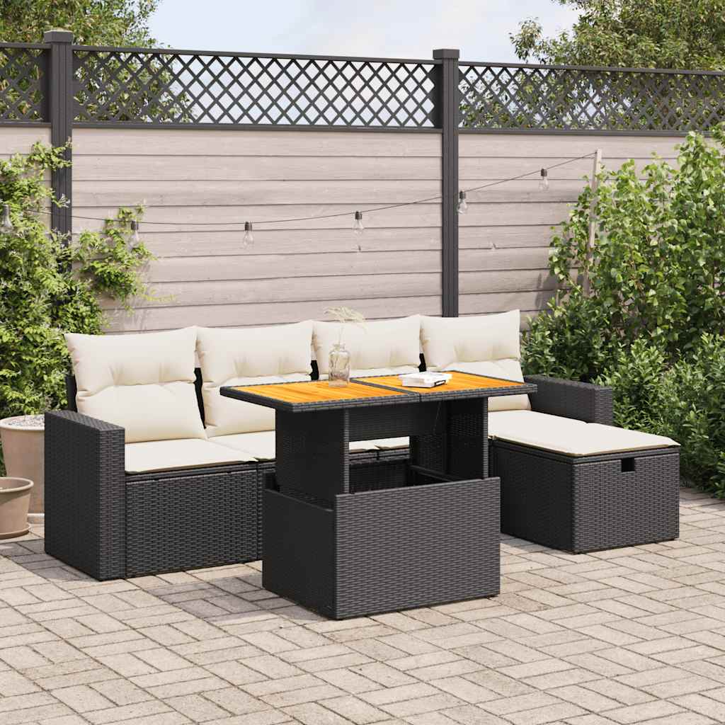 Set Mobilier Grădină Cu Perne, 6 Piese, , Poliratan