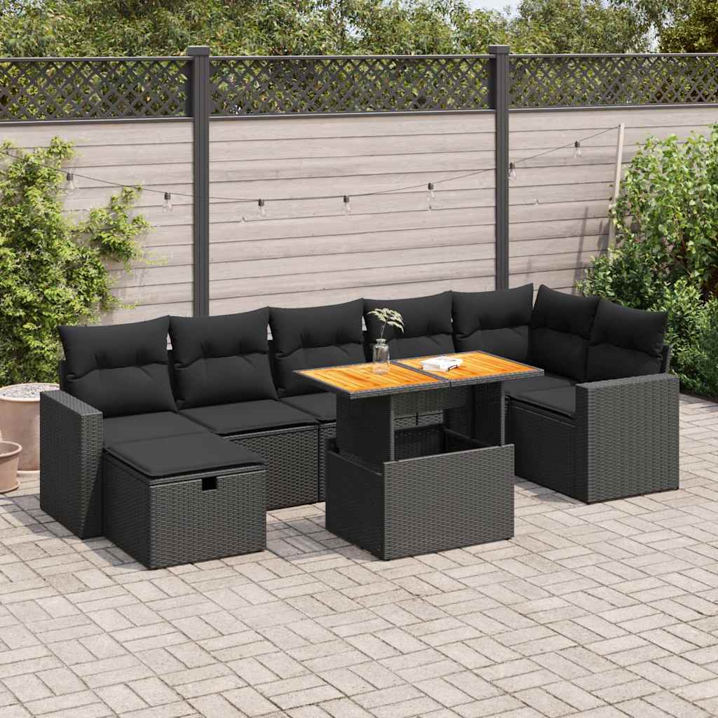Set Canapele De Grădină Cu Perne, 8 Piese, Gri, Poliratan