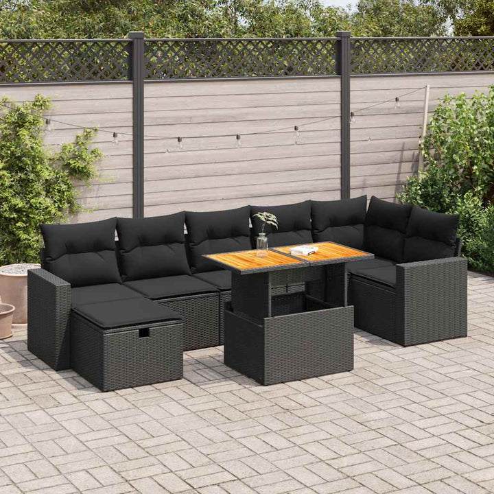 Set Canapele De Grădină Cu Perne, 8 Piese, Gri, Poliratan
