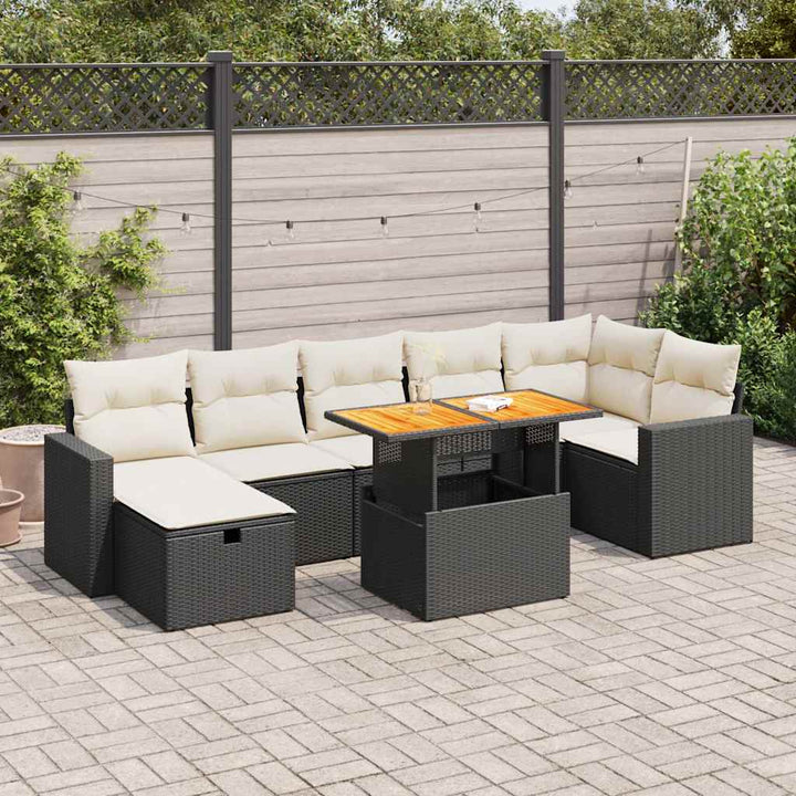 Set Canapele De Grădină Cu Perne, 8 Piese, Gri, Poliratan
