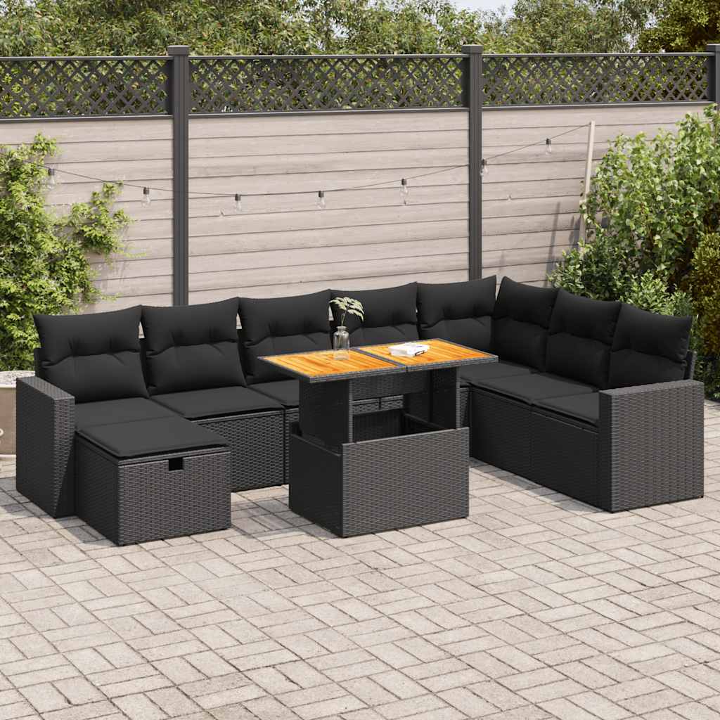 Set Canapele De Grădină, 9 Piese, Cu Perne, , Poliratan