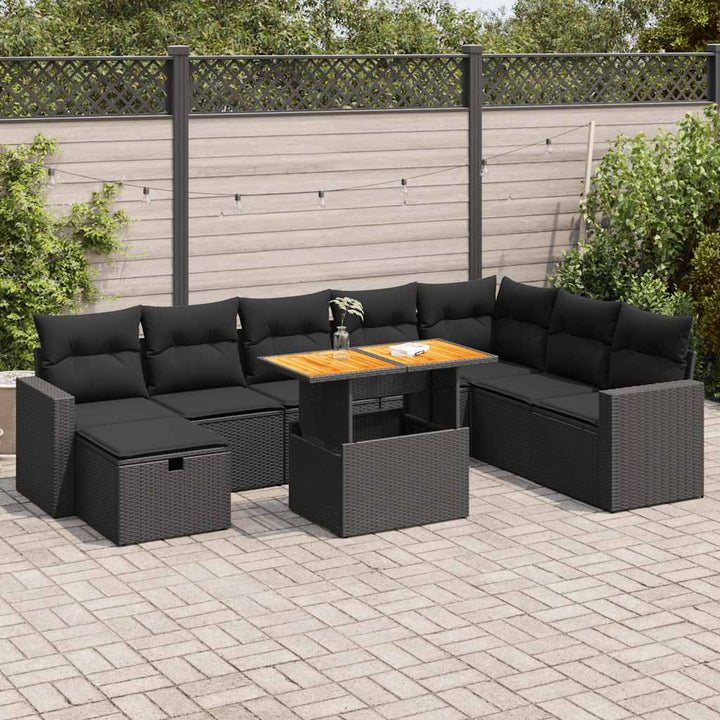 Set Canapele De Grădină, 9 Piese, Cu Perne, , Poliratan