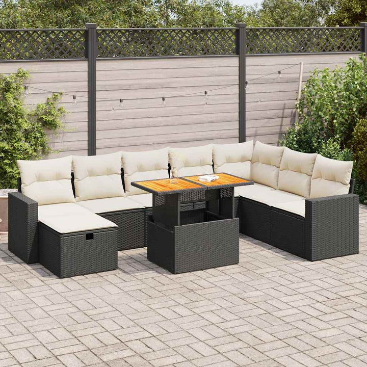 Set Canapele De Grădină, 9 Piese, Cu Perne, , Poliratan