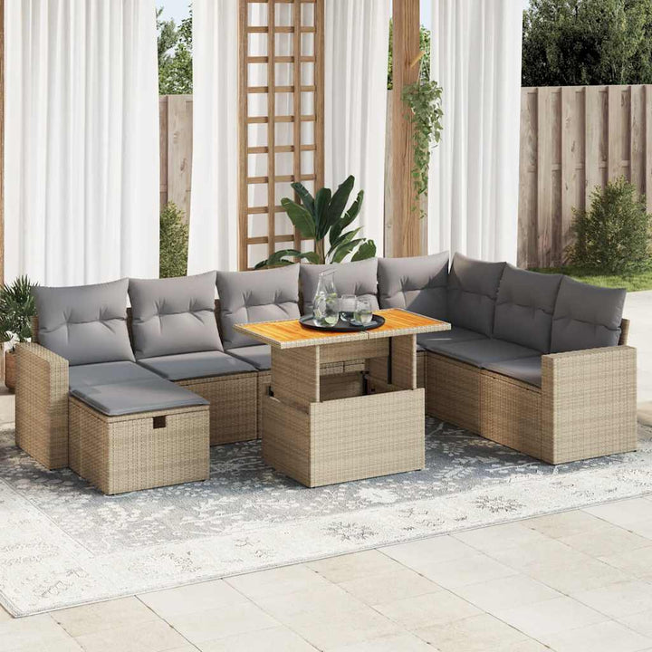 Set Canapele De Grădină, 9 Piese, Cu Perne, , Poliratan
