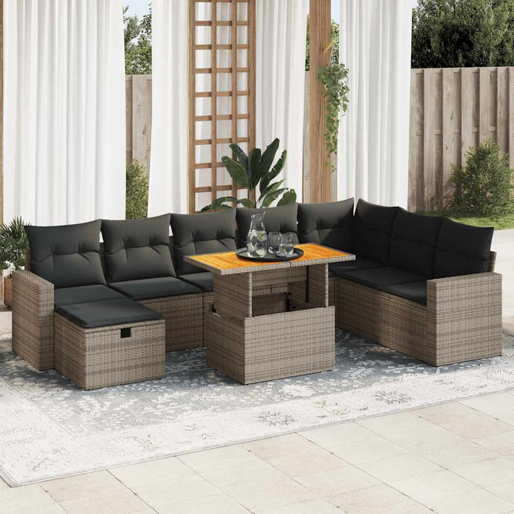 Set Canapele De Grădină, 9 Piese, Cu Perne, , Poliratan