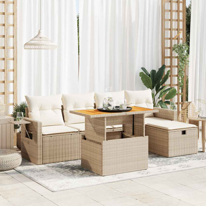 Set Mobilier De Grădină Cu Perne, 6 Piese, Negru, Poliratan