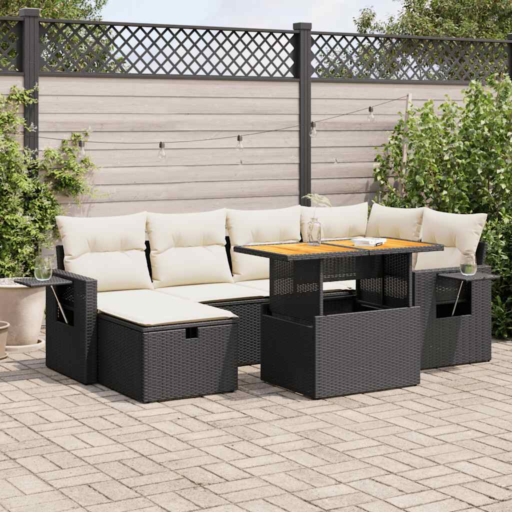 Set Canapele De Grădină, 7 Piese, Cu Perne, , Poliratan