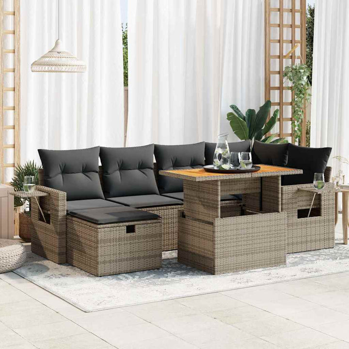 Set Canapele De Grădină, 7 Piese, Cu Perne, , Poliratan