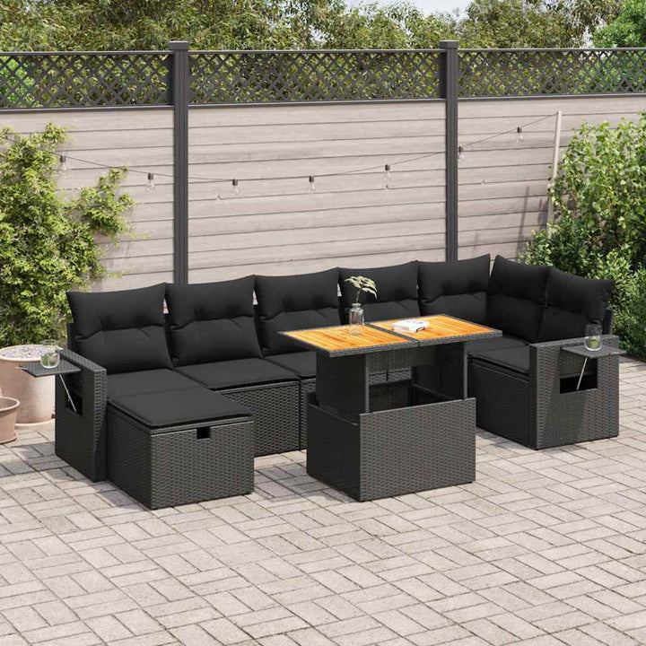Set Canapele De Grădină Cu Perne, 8 Piese, Gri, Poliratan