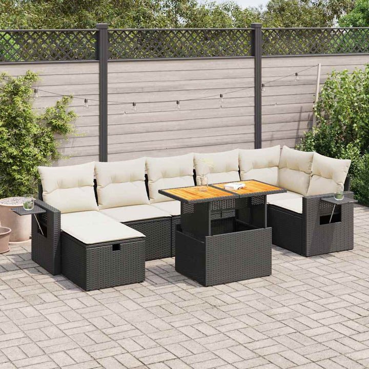 Set Canapele De Grădină Cu Perne, 8 Piese, Gri, Poliratan