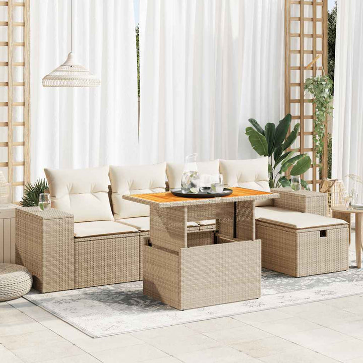 Set Mobilier De Grădină Cu Perne, 6 Piese, Negru, Poliratan