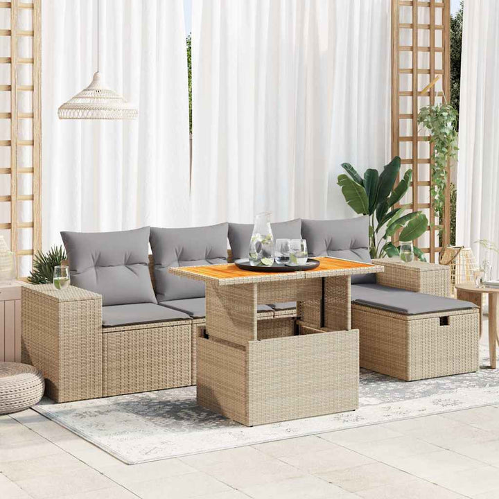 Set Mobilier De Grădină Cu Perne, 6 Piese, Negru, Poliratan