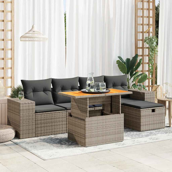 Set Mobilier De Grădină Cu Perne, 6 Piese, Negru, Poliratan