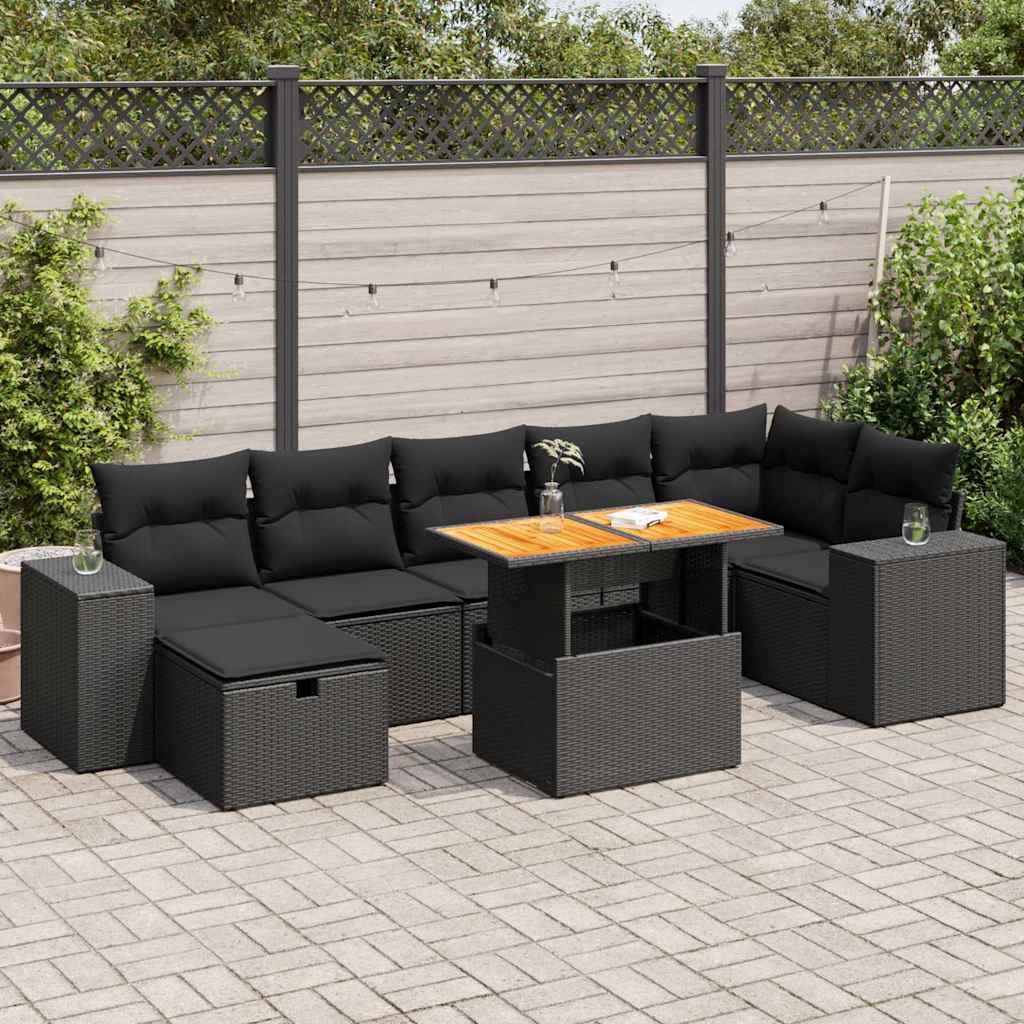 Set Mobilier De Grădină Cu Perne, 8 Piese, , Poliratan