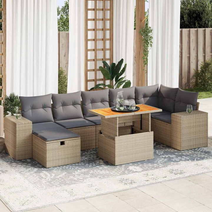 Set Mobilier De Grădină Cu Perne, 8 Piese, , Poliratan