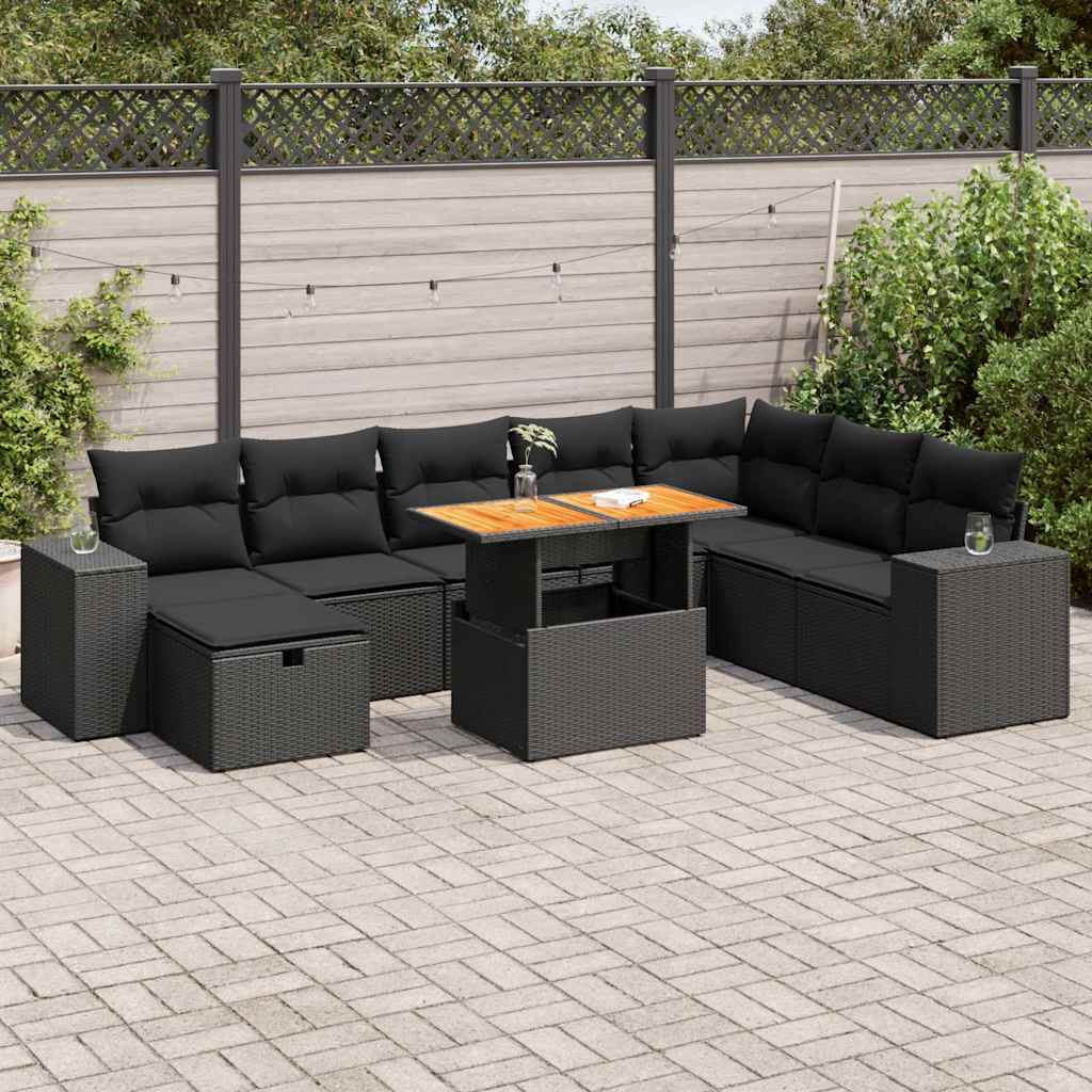 Set Canapele De Grădină, 9 Piese, Cu Perne, , Poliratan
