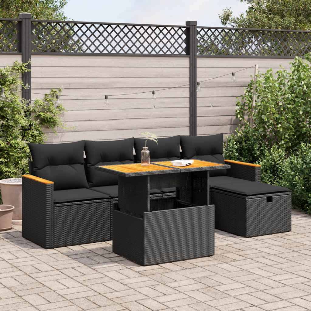 Set Mobilier Grădină Cu Perne, 6 Piese, , Poliratan