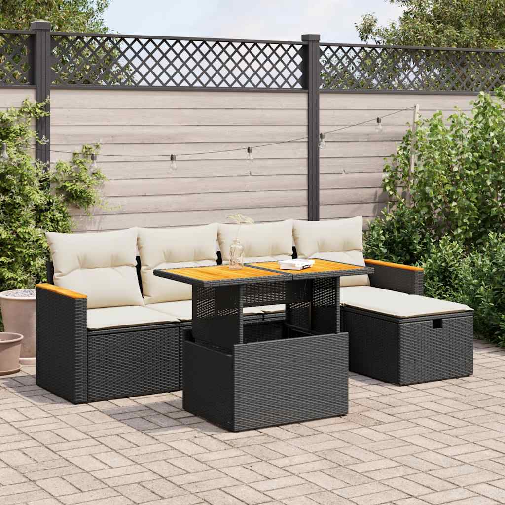 Set Mobilier Grădină Cu Perne, 6 Piese, , Poliratan