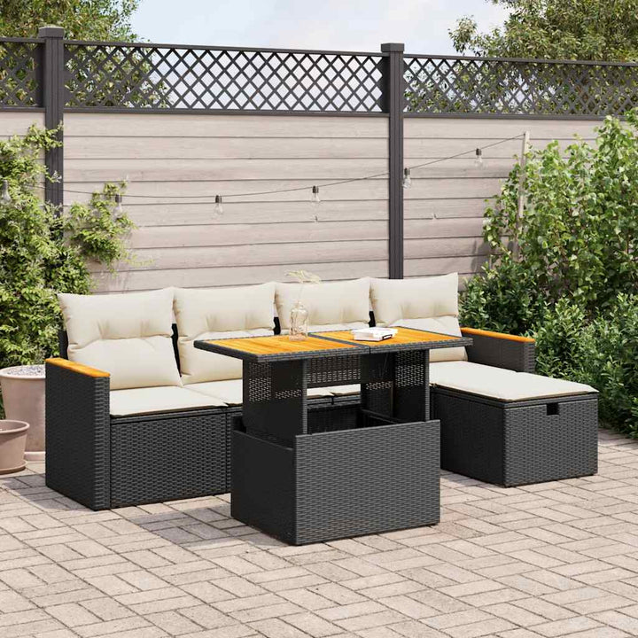 Set Mobilier Grădină Cu Perne, 6 Piese, , Poliratan
