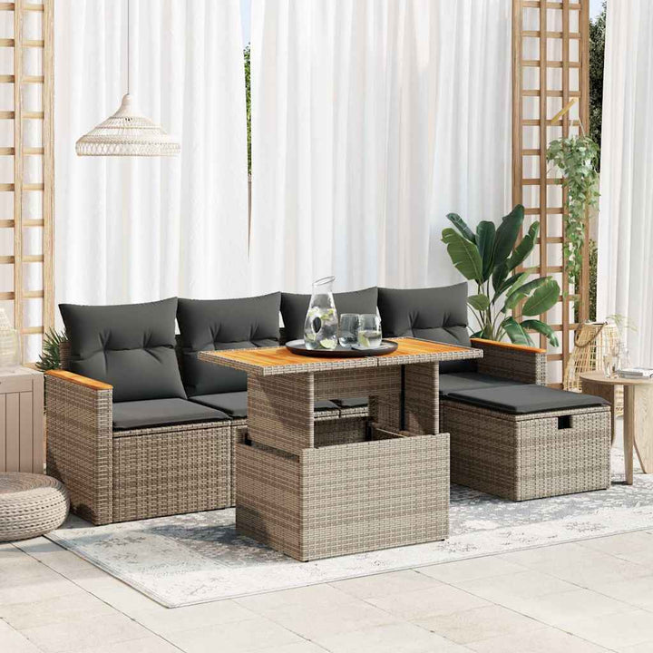 Set Mobilier Grădină Cu Perne, 6 Piese, , Poliratan