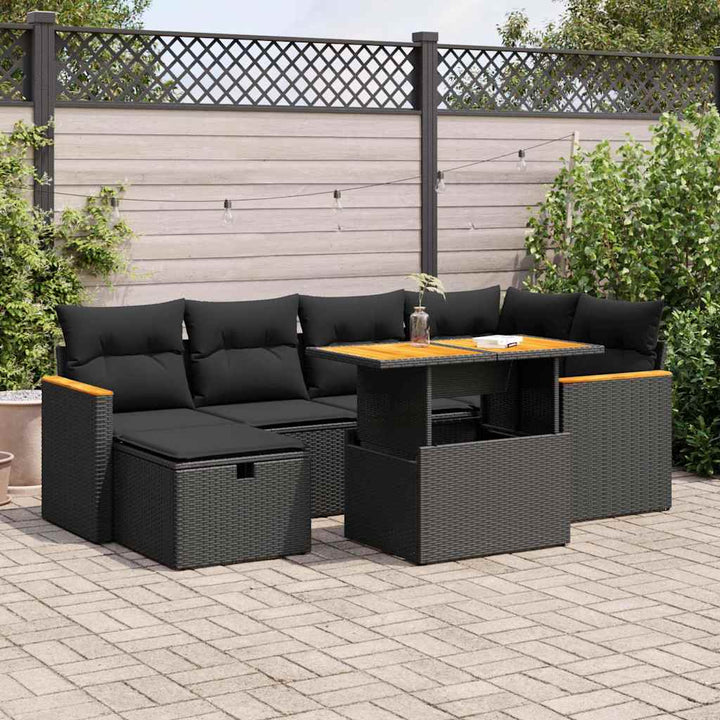 Set Canapele De Grădină Cu Perne, 7 Piese, , Poliratan