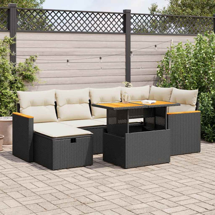 Set Canapele De Grădină Cu Perne, 7 Piese, , Poliratan