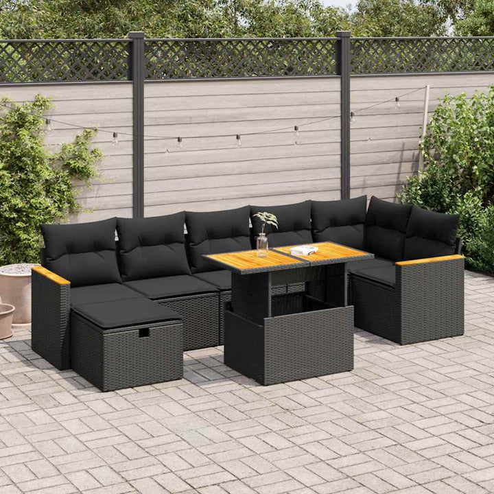 Set Canapele De Grădină Cu Perne, 8 Piese, , Poliratan