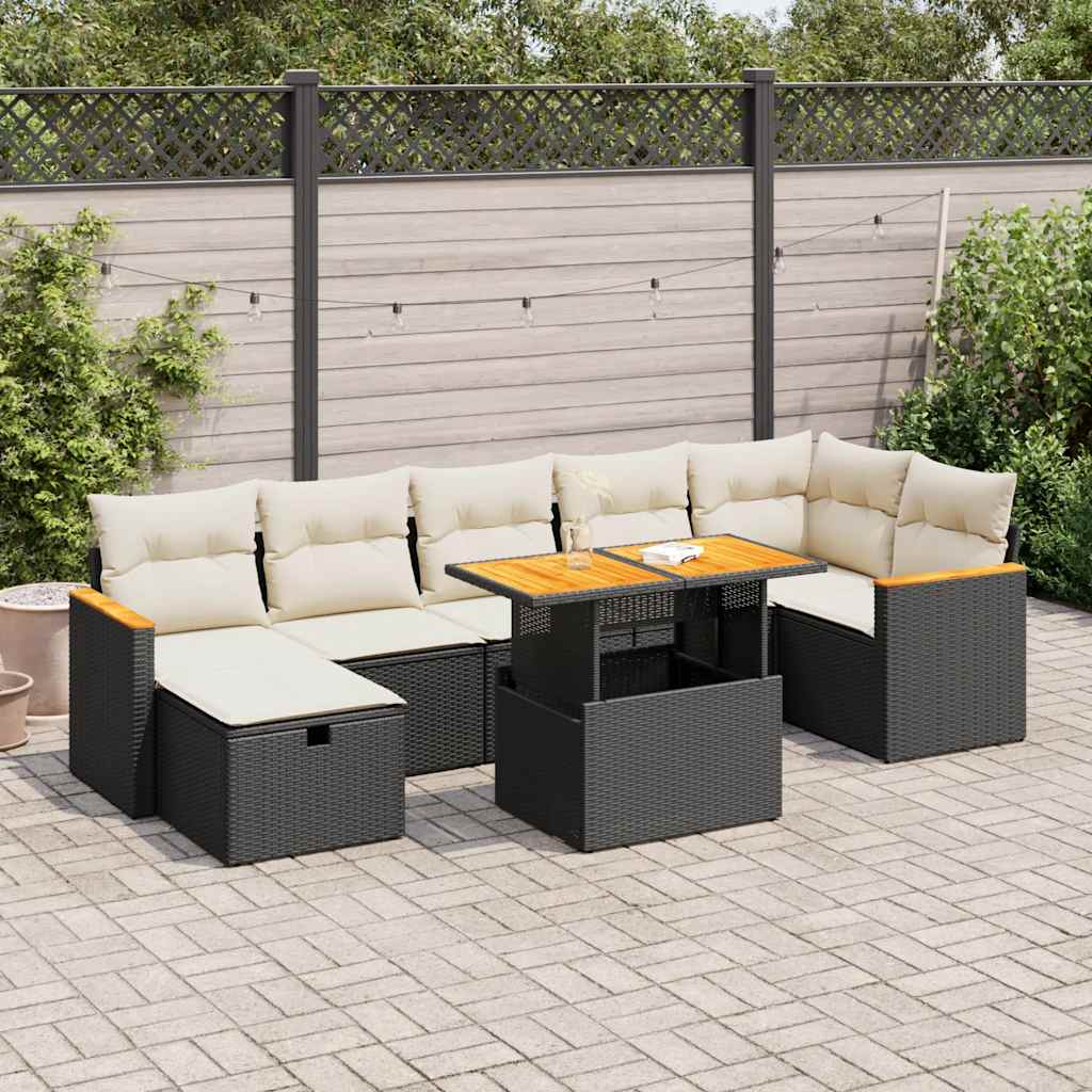Set Canapele De Grădină Cu Perne, 8 Piese, , Poliratan